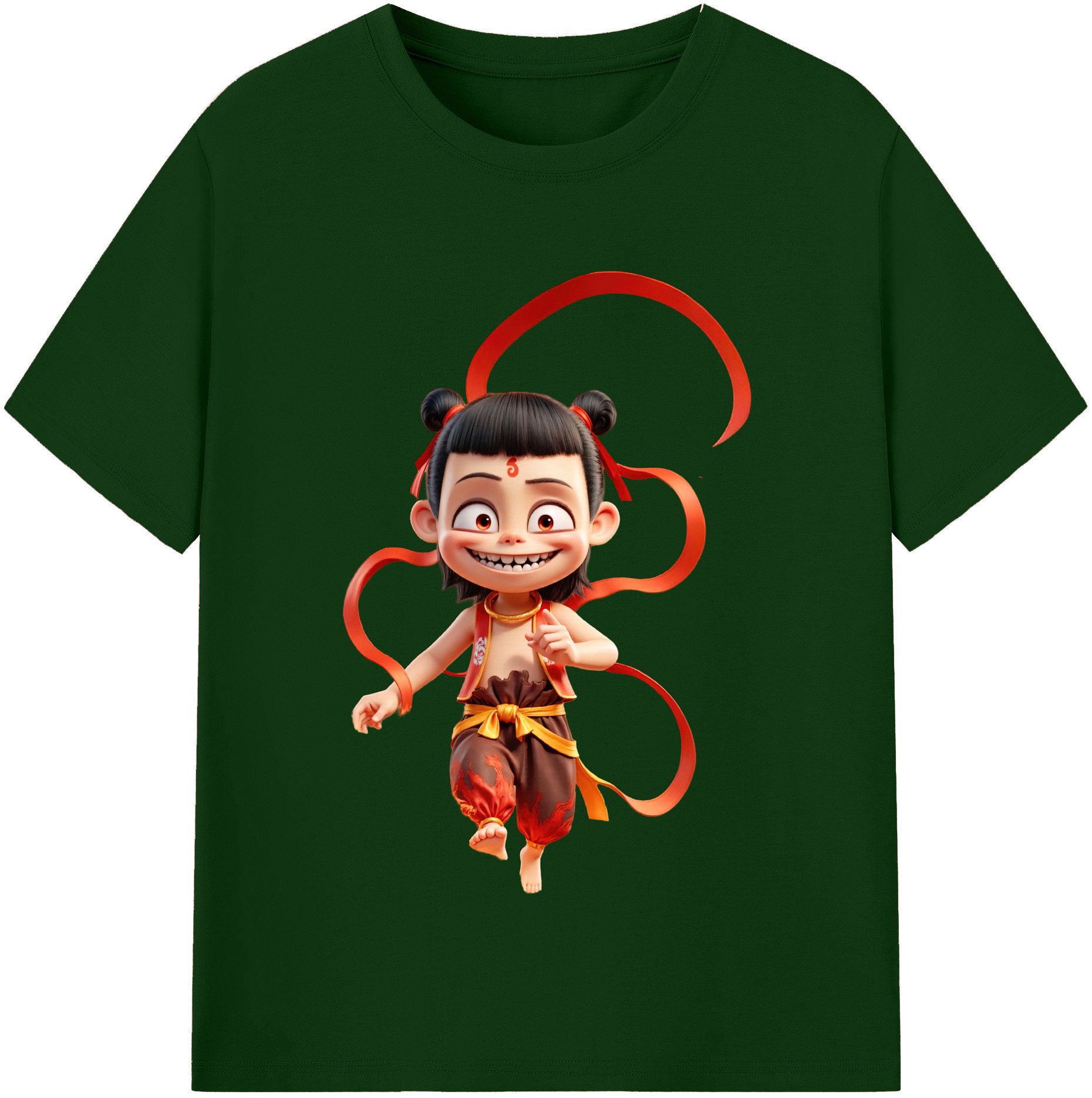（画像用） Ne Zha 2 ナタ 魔童の大暴れ 綿100％半袖Tシャツ（フロントプリント）